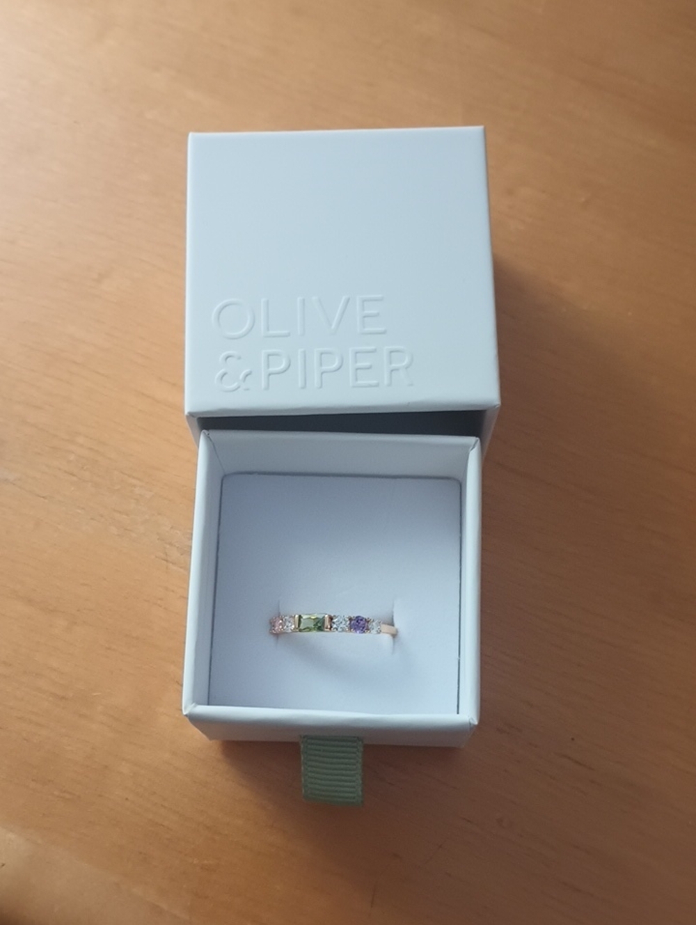 Olive & Piper Gold Rainbow Band Ring — Multicolor Gemstones